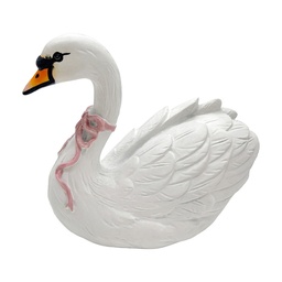 [6PR6420] Deko Schwan Weiß Rosa 24x13x20 cm