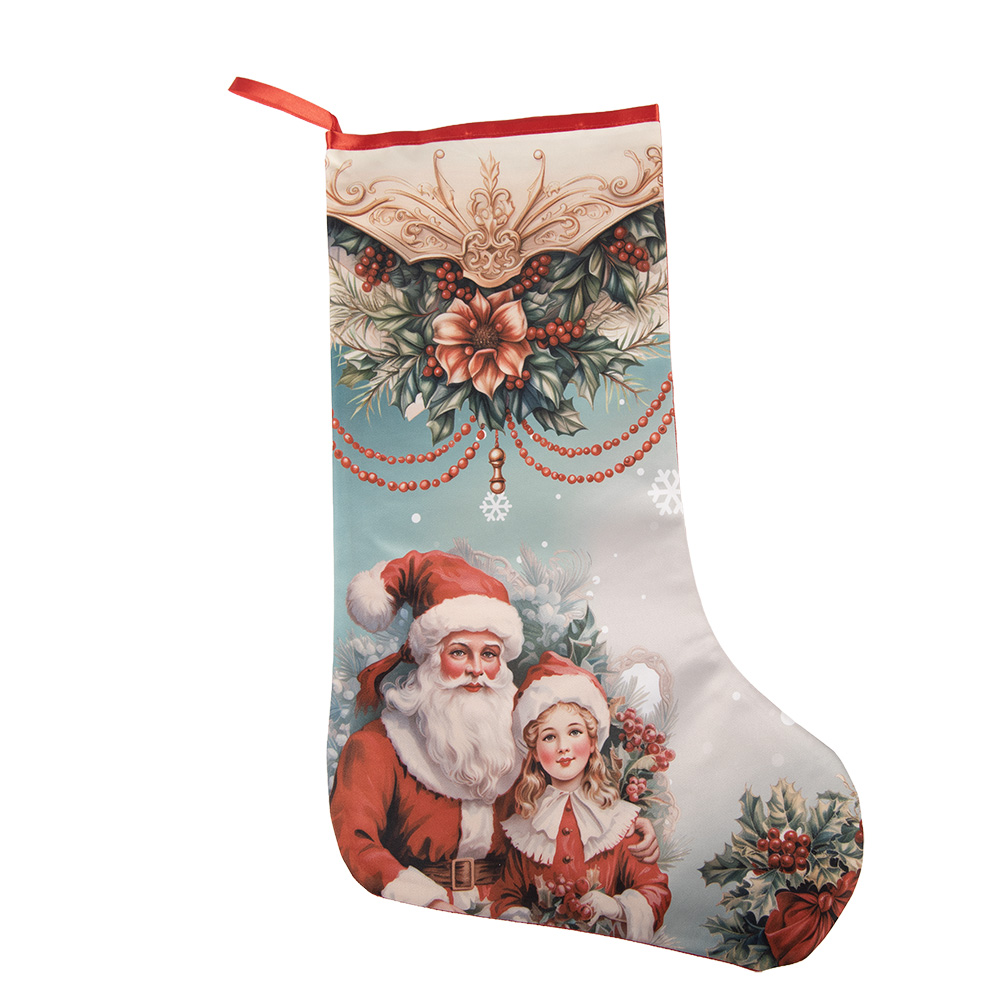 Decoratie kerstsok 25x1x36 cm