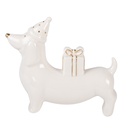 Decorazione Cane Bianco Color oro 15x4x13 cm