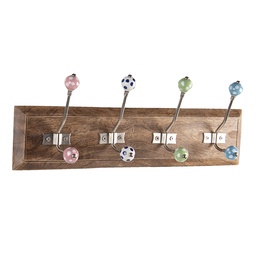 [6H2019] Appendiabiti da parete 4 ganci Marrone 45x10x18 cm