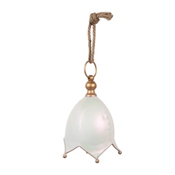 [6Y5924M] Decoration Bell White Gold colored Ø 16x22 cm
