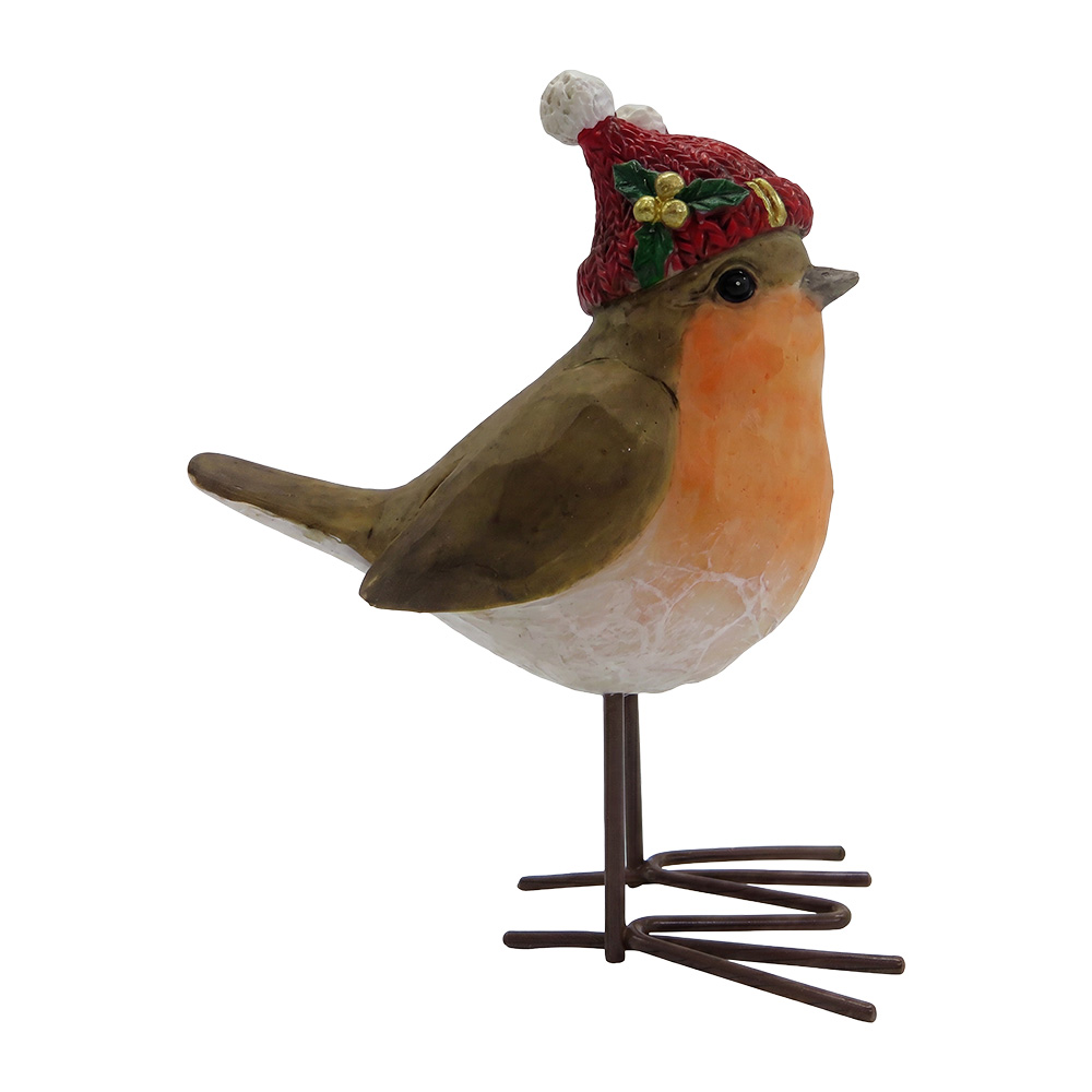 Decoration Bird Orange Brown 9x6x12 cm