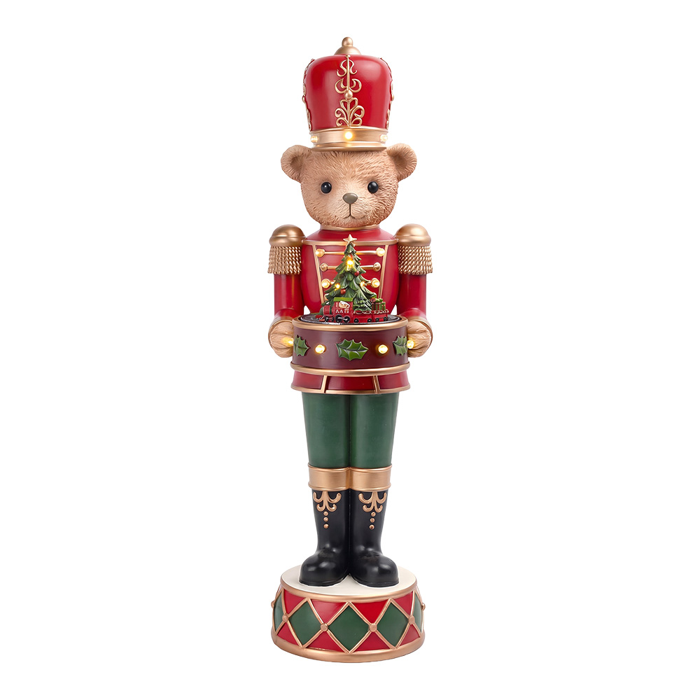 Spieldose Nussknacker mit LED Rot Grün 22x28x76 cm