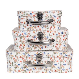 [66012] Set di valigie decorative da 3 Bianco 30x22x9/25x20x9/20x17x8 cm