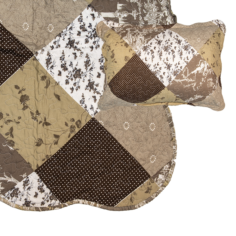 Bedspread Brown White 230x250 cm / 2x pillowcase 50x70 cm