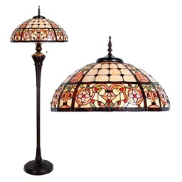 [5LL-5598] Tiffany Stehlampe Beige, Rot Ø 57x166 cm E27/max 3x60W