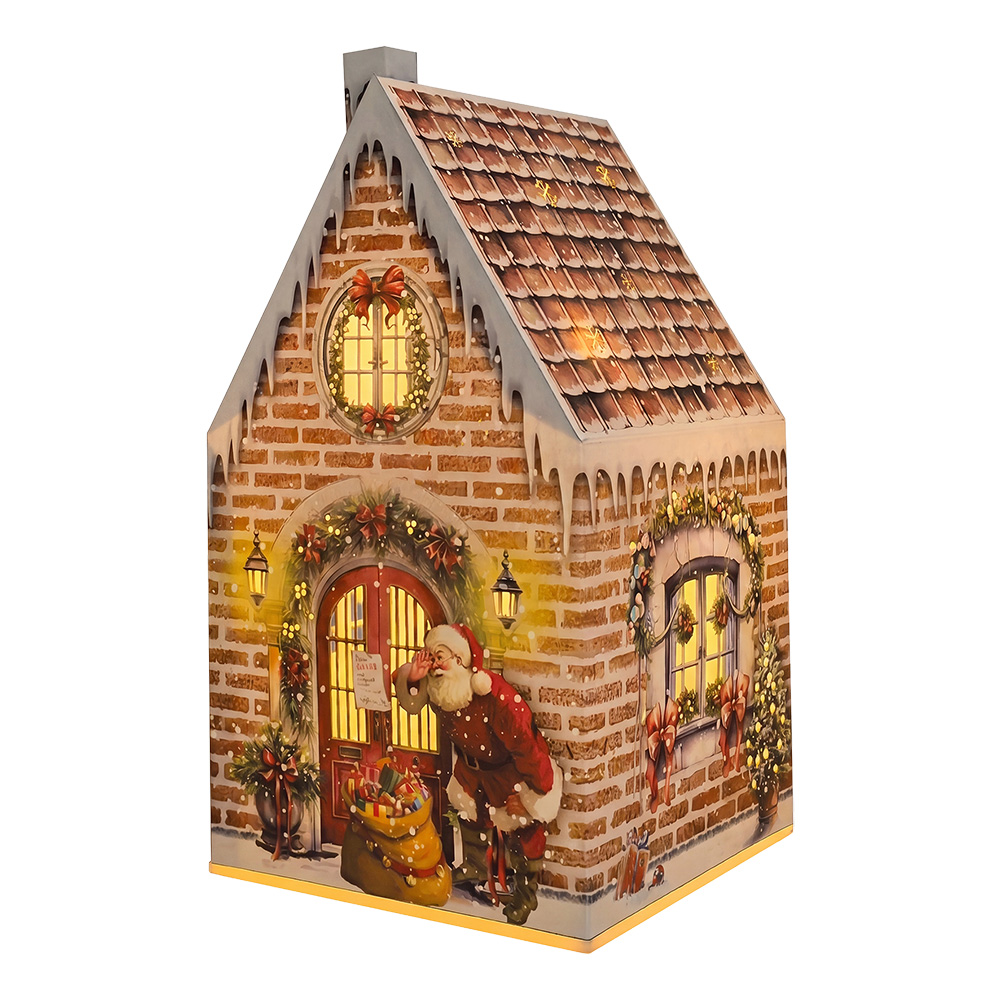 Decoration House with LED Brown Red 11x11x21 cm / 3xAA