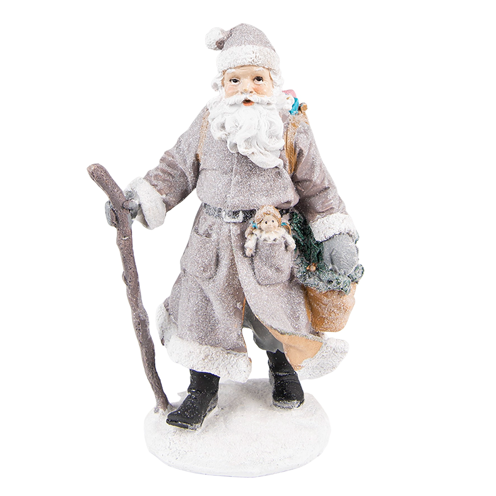 Decoration Santa Grey Brown 12x9x21 cm