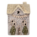 Decoration House with LED Grey Beige 6x6x10 cm