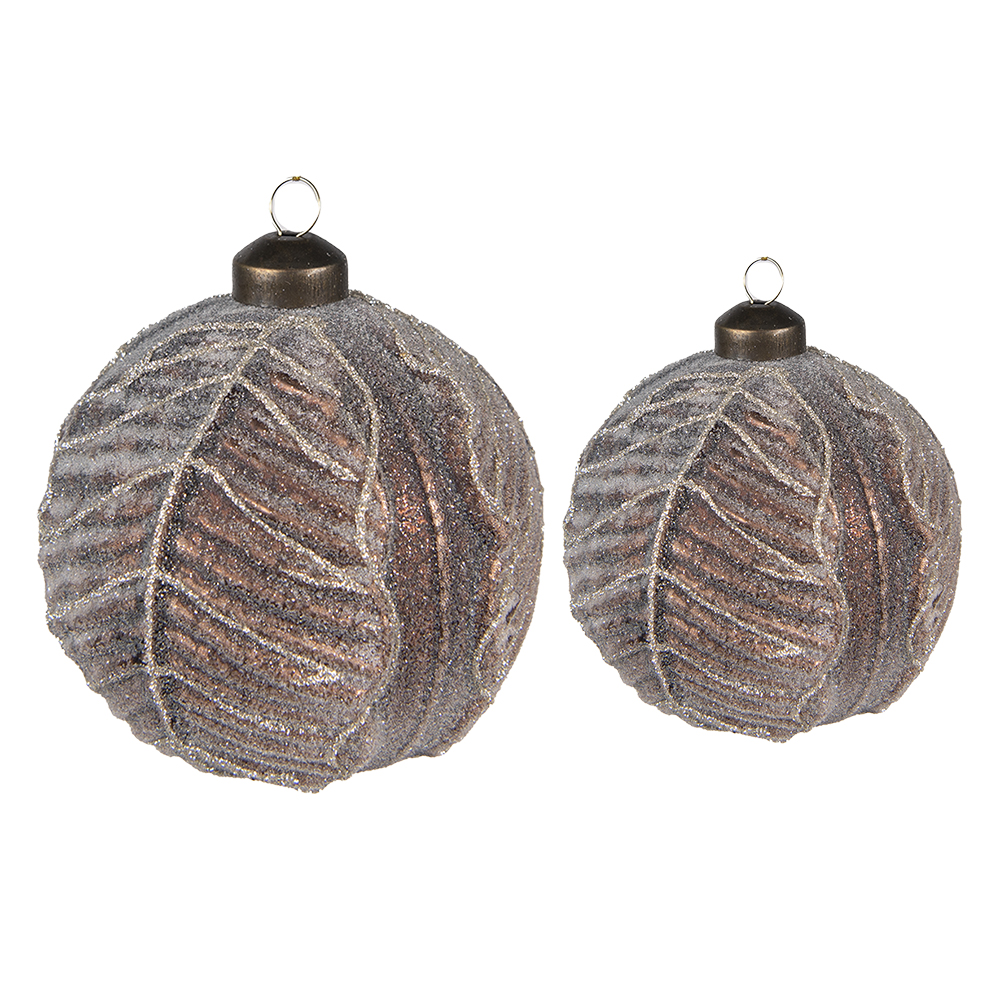 Kerstbal Ø 10x10 / Ø 8x8 cm (set van 2)