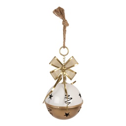 [6Y6023] Decoration Bell Gold colored White Ø 19x45 cm