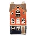 Porte-lampes de Noël chalet Orange Bleu 12x9x22 cm