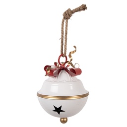[6Y5923] Decoration Bell White Red Ø 16x22 cm