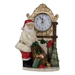 [6PR4180] Decoration Santa Claus with clock beige 15x7x22 cm