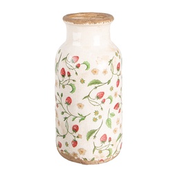 [6CE1933L] Vase Beige Rot Ø 15x32 cm