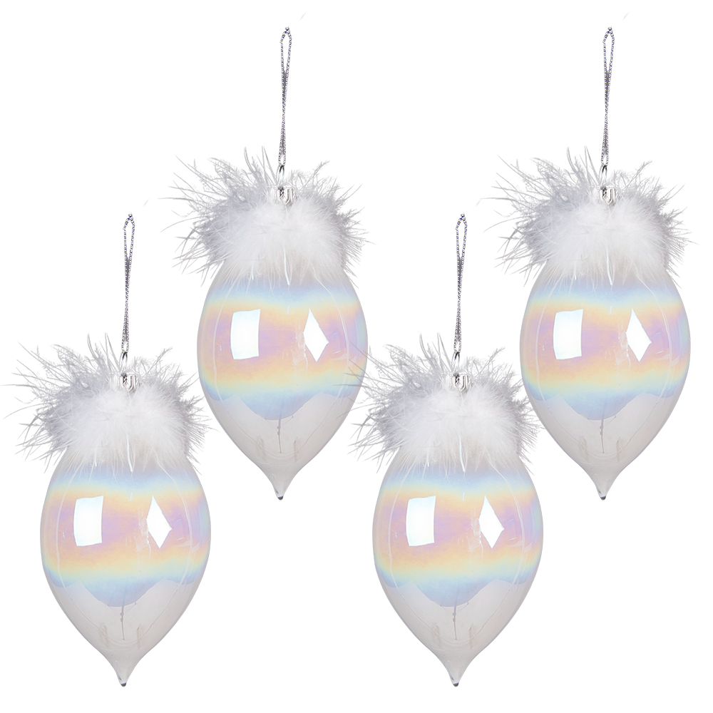 Boule de Noël XL Blanc set 4 Ø 8x16 cm