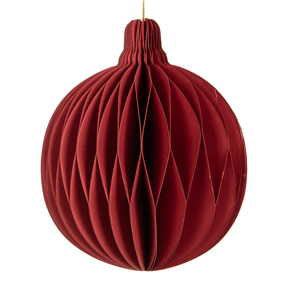 Décoration de Noël Boule de Noël en Papier Rouge Ø 8x10 cm