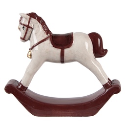 [6CE2249] Decorazione Cavallo a dondolo Beige Rosso 15x4x14 cm