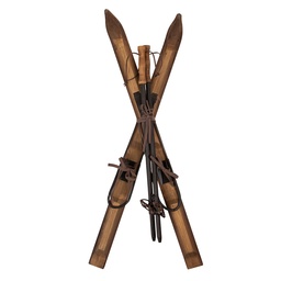 [5H0721] Decoration skis (2) + ski poles (2) Brown 24x10x90 cm
