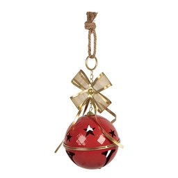 [6Y6024] Decoration Bell Red Gold colored Ø 16x32 cm