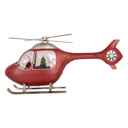 [6PR6195] Boîte à musique Hélicoptère avec LED Rouge Couleur argent 47x11x22 cm / 3xC