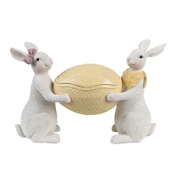 [6PR5130] Decorative Platter with lid White Yellow 29x10x18 cm