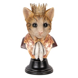 [6PR5107] Decoration Statue Cat Brown Beige 20x19x37 cm