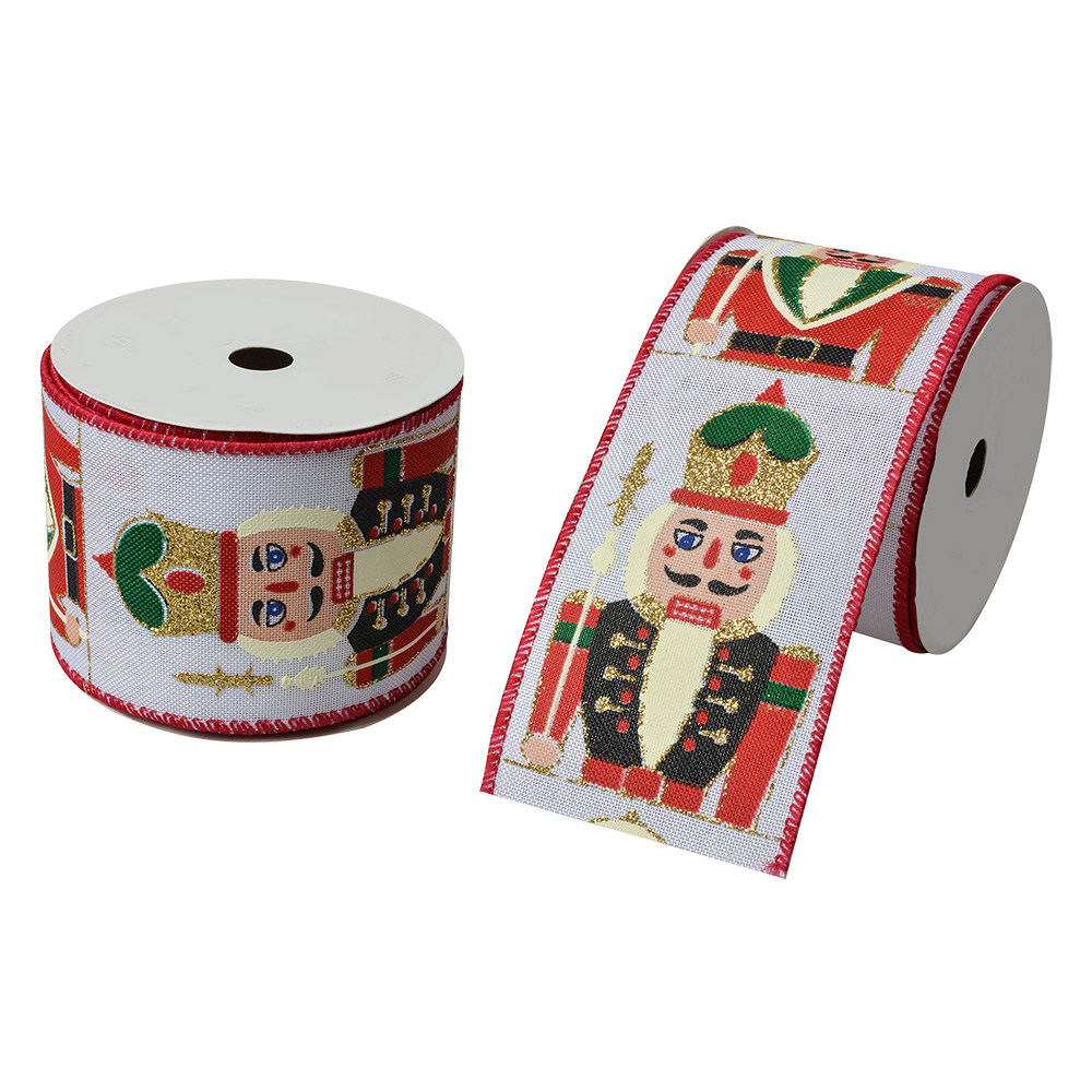 Schleife Weiß Rot 6.3 cm x 5 m