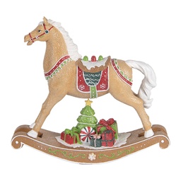 [6PR5415] Decorazione Cavallo a dondolo Marrone 26x7x24 cm