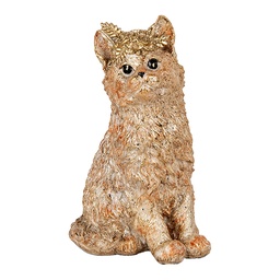 [6PR5080] Statua Decorativa Gatto Beige 16x14x25 cm