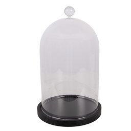 [6GL5399] Glass Cloche Transparent Black Ø 14x24 cm