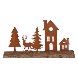 [6Y6192] Décoration Maisons Marron 36x7x18 cm