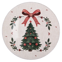[TCH85L] Presentation Plate Beige Green Ø 40x1 cm