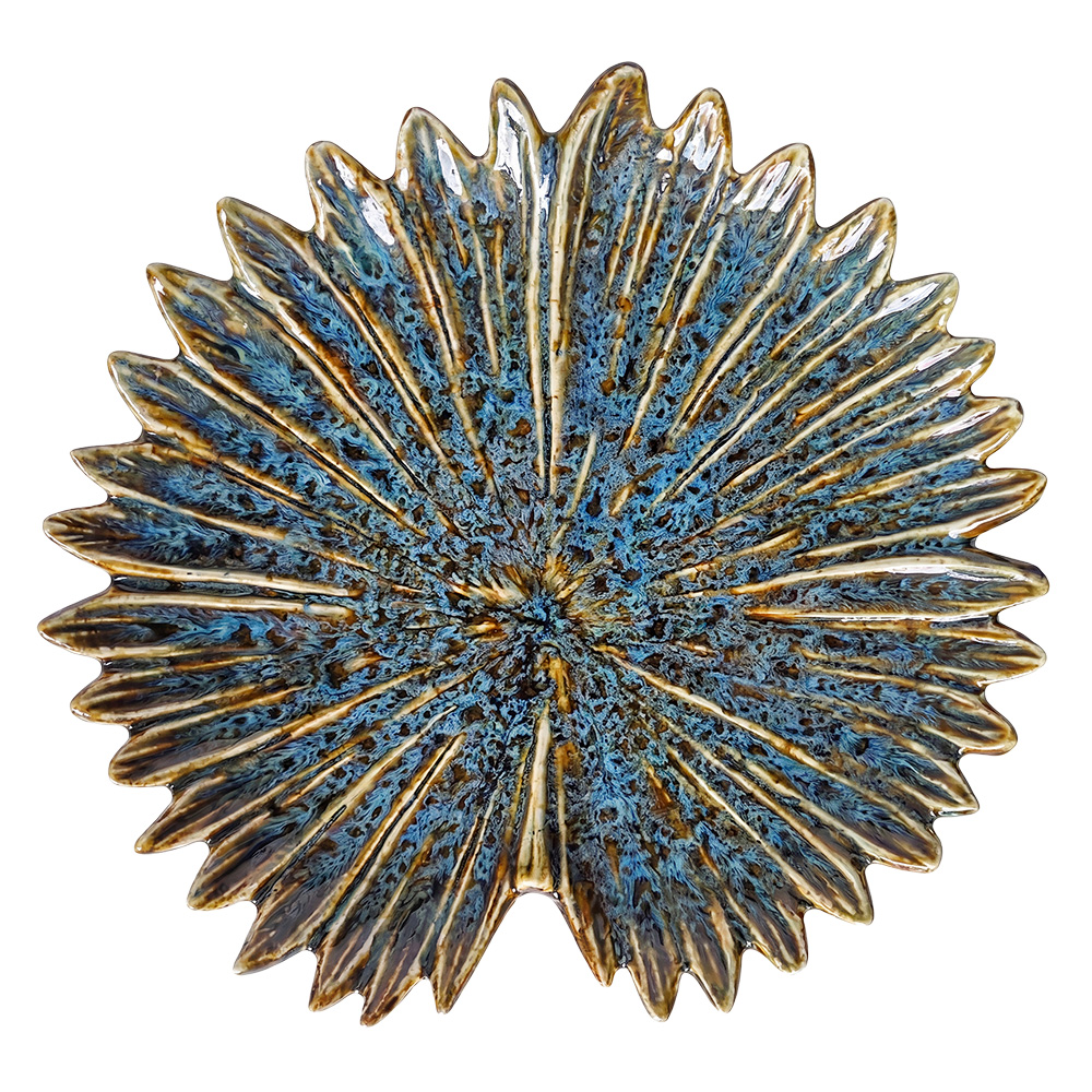 Dekorative Schale Blume Blau Beige Ø 14x2 cm