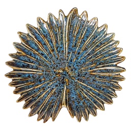 [6CE2503] Decorazione ciotola Fiore Blu Beige Ø 14x2 cm