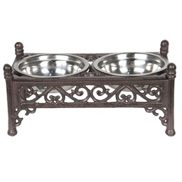 [6Y3198] Ciotola cibo Animali Domestici Marrone 28x15x13 cm / 2x500 ml