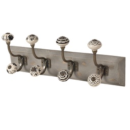 [6H1847] Wandgarderobe 4 haken Weiß 45x10x18 cm