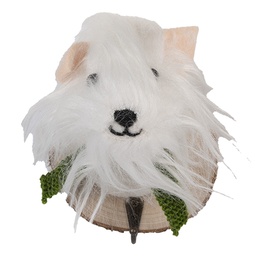 [66295] Wall hook Felt dog White Brown 11x15x14 cm