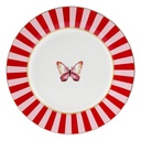 Geschirr Frühstuckteller Weiß Rot Ø 19x2 cm