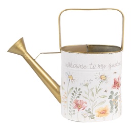 [6Y5491] Decorative Watering Can White Gold 34x12x32 cm