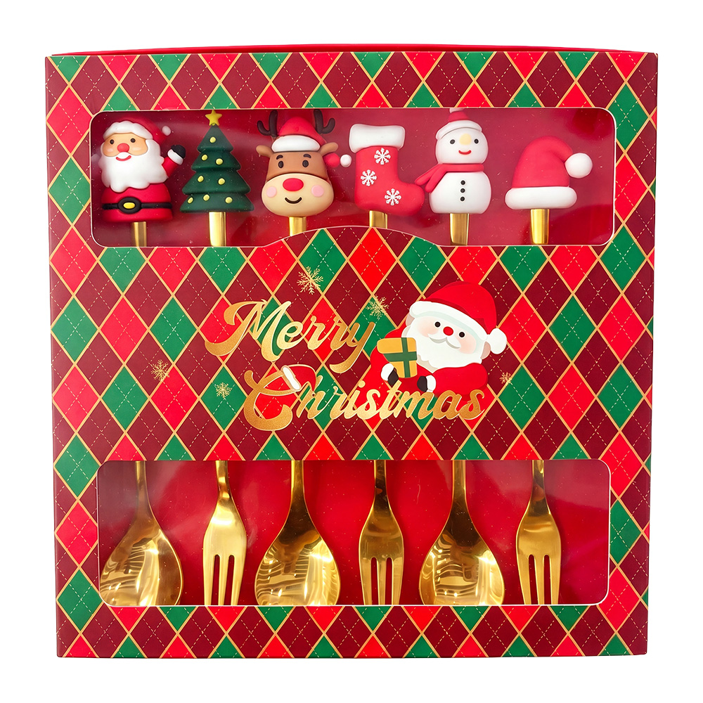 Dessertbesteck goldfarbig Rot  (6) 2x12 cm