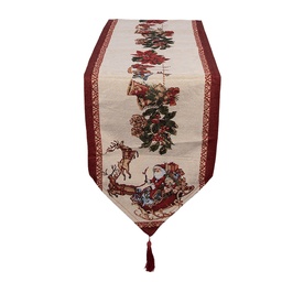 [KT065.168] Chemin de table Beige Rouge 33x180 cm