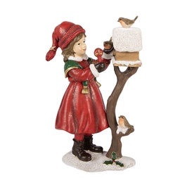 [6PR6318] Decorativa Bambino alla casetta per uccelli Rosso Marrone 13x7x19 cm