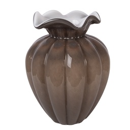 [6GL5497] Vase Glass Brown White Ø 16x21 cm