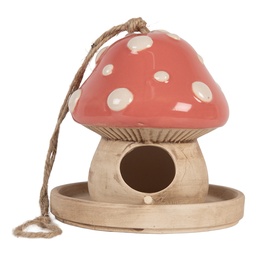 [6CE2320] Maison d'oiseau Beige Rose Ø 13x13 cm