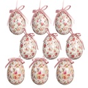 Decorative Hanger Egg (set 9) White Pink Ø 5x8 cm