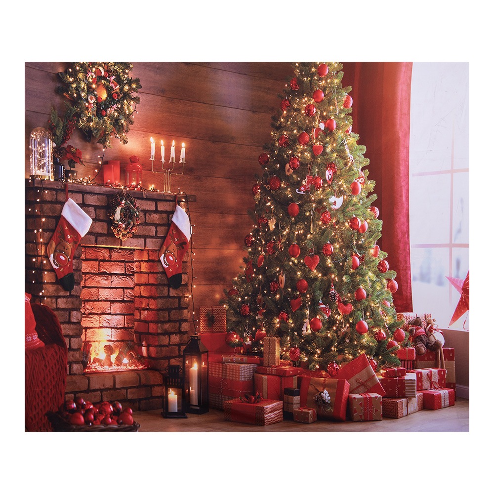 Wandteppich Weihnachtsbaum Braun Rot 180x1x210 cm