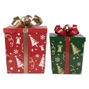 Decoration Presents (2) Red Green (2) 26x26x33 / 21x21x27 cm