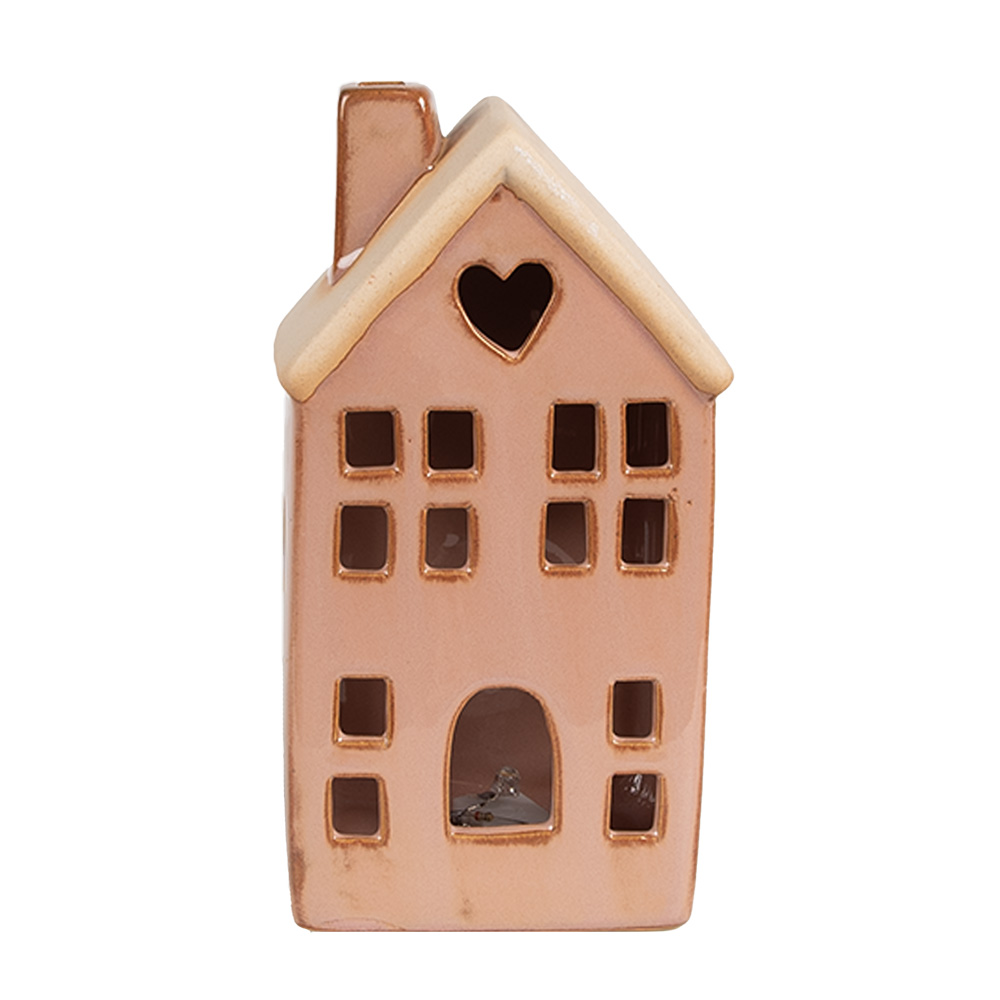 Decoratie huisje met LED 6x6x11 cm
