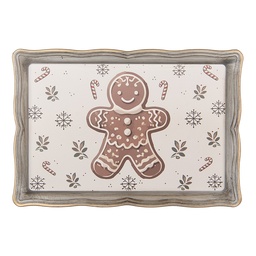 [CGM87] Dekoratives Tablett Beige Braun 31x22x2 cm